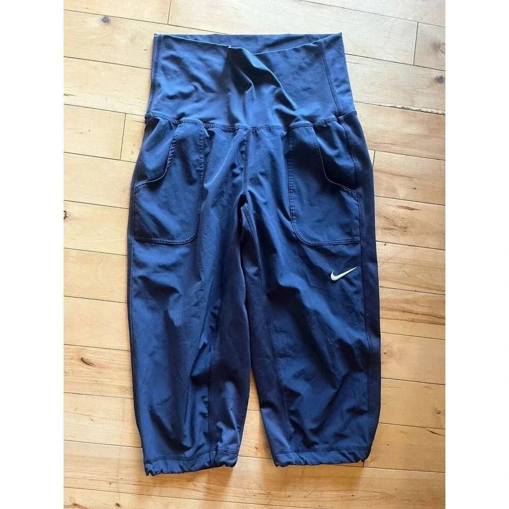 Nike Dri Fit Maternity Cropped Jogger Leggings Dark Gray Size Small High Waisted